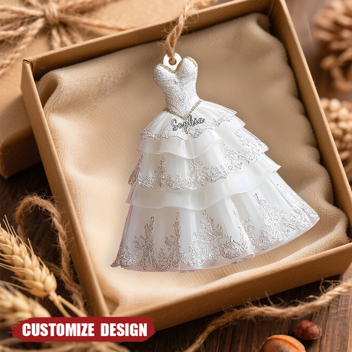 Personalized Wedding Dress Ornament – Perfect Wedding or Anniversary Gift