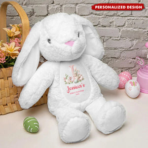Personalized Baby Bunny Plush Doll– Custom Name & Initial Soft Easter Bunny Gift for Baby
