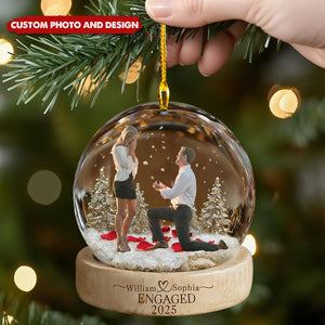 Personalized Engagement Proposal Ornament – Custom Photo, Names & Date Keepsake