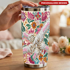 Personalized Floral Fist Bump Mom Tumbler - Custom Name Mother's Day Gift