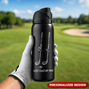 Funny Golf Dad Water Bottle  -Custom Names Father’s Day Gift