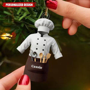 Personalized Chef Uniform Christmas Ornament – Custom Name Gift for Chef