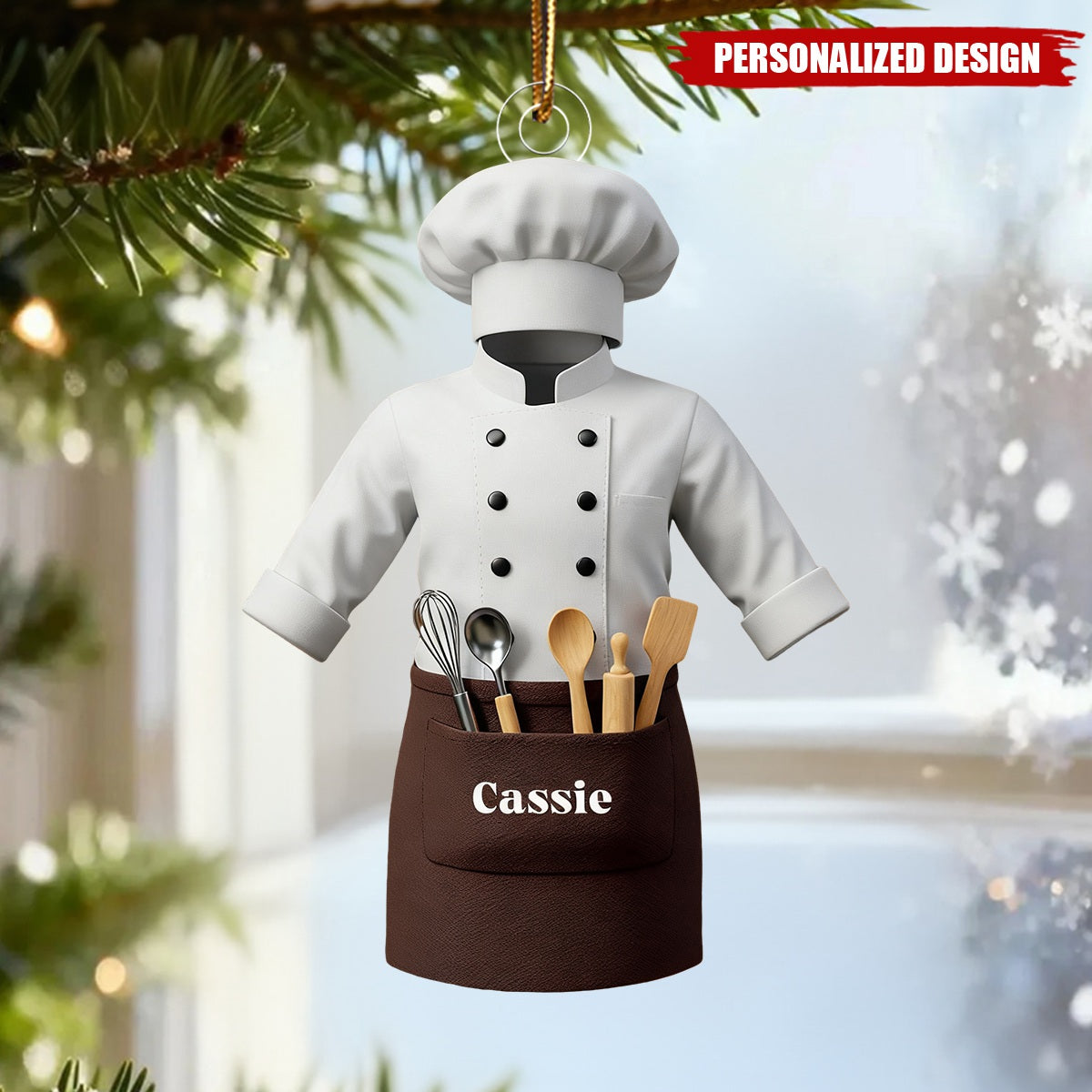 Personalized Chef Uniform Christmas Ornament – Custom Name Gift for Chef