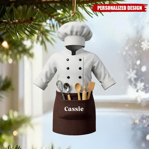 Personalized Chef Uniform Christmas Ornament – Custom Name Gift for Chef