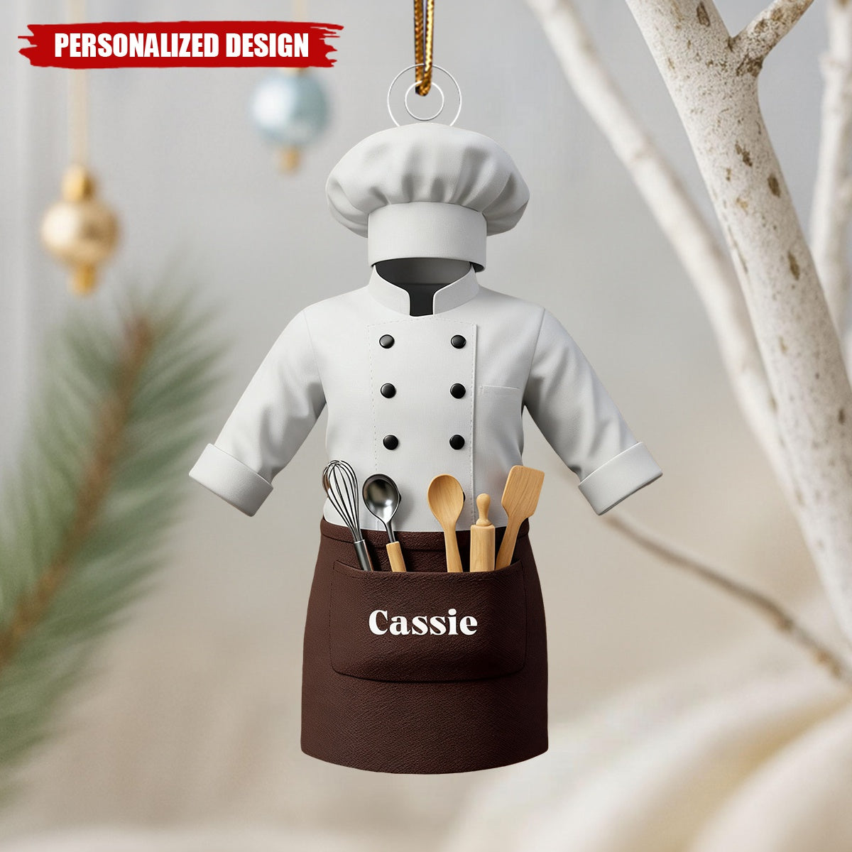 Personalized Chef Uniform Christmas Ornament – Custom Name Gift for Chef
