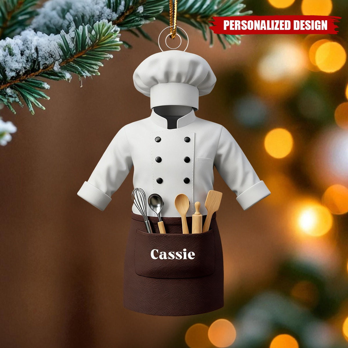 Personalized Chef Uniform Christmas Ornament – Custom Name Gift for Chef