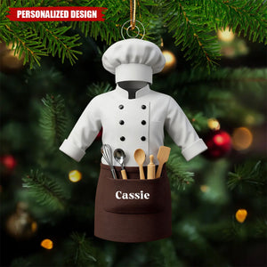 Personalized Chef Uniform Christmas Ornament – Custom Name Gift for Chef