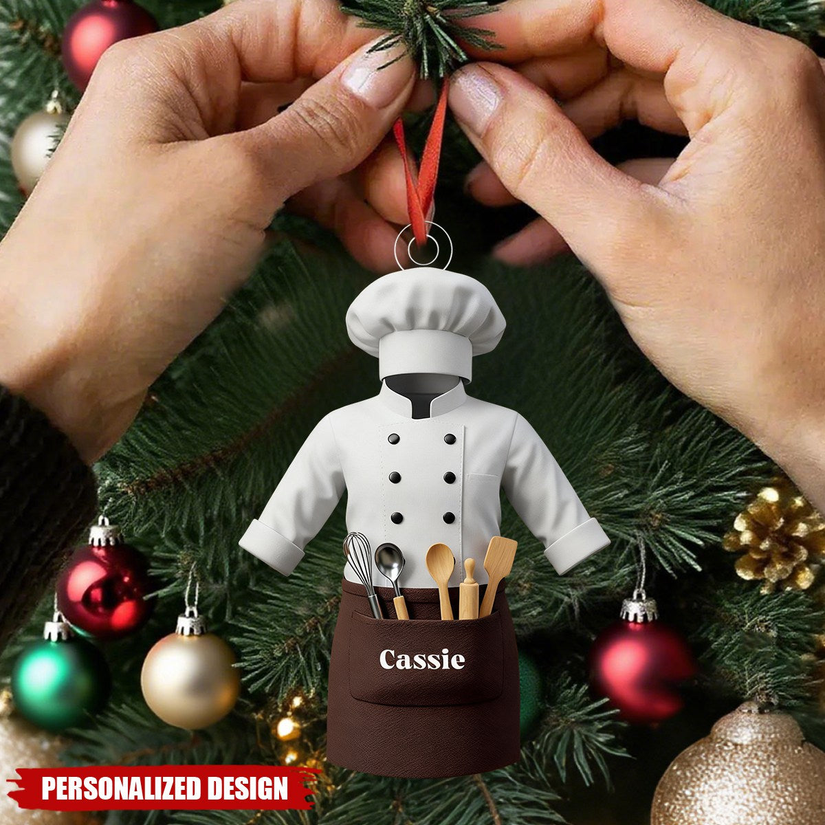 Personalized Chef Uniform Christmas Ornament – Custom Name Gift for Chef