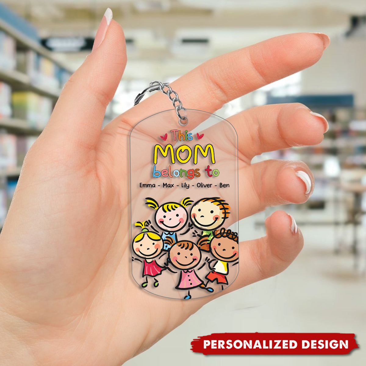 Personalized "This Mom Belongs To" Keychain - Gift for Family