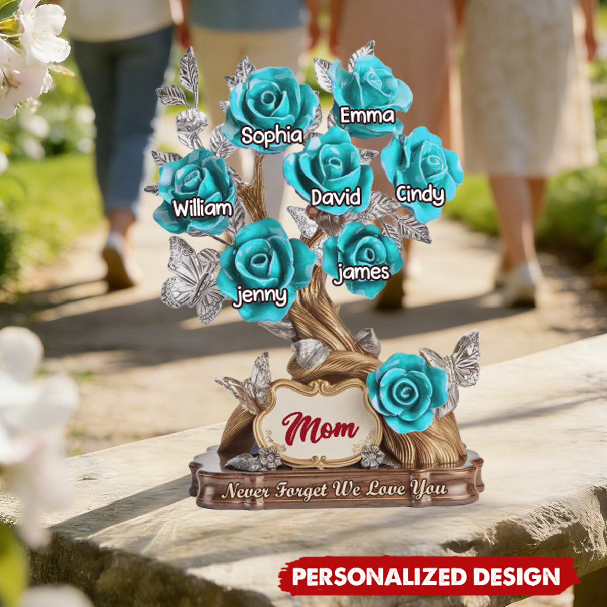 Personalized Family Tree Rose Acrylic Plaque - Gifts For Mom, Grandma