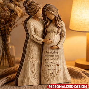 Personalized “Watching You Being a Mom”  Wooden plaque -  Custom Names Generational Love Gift