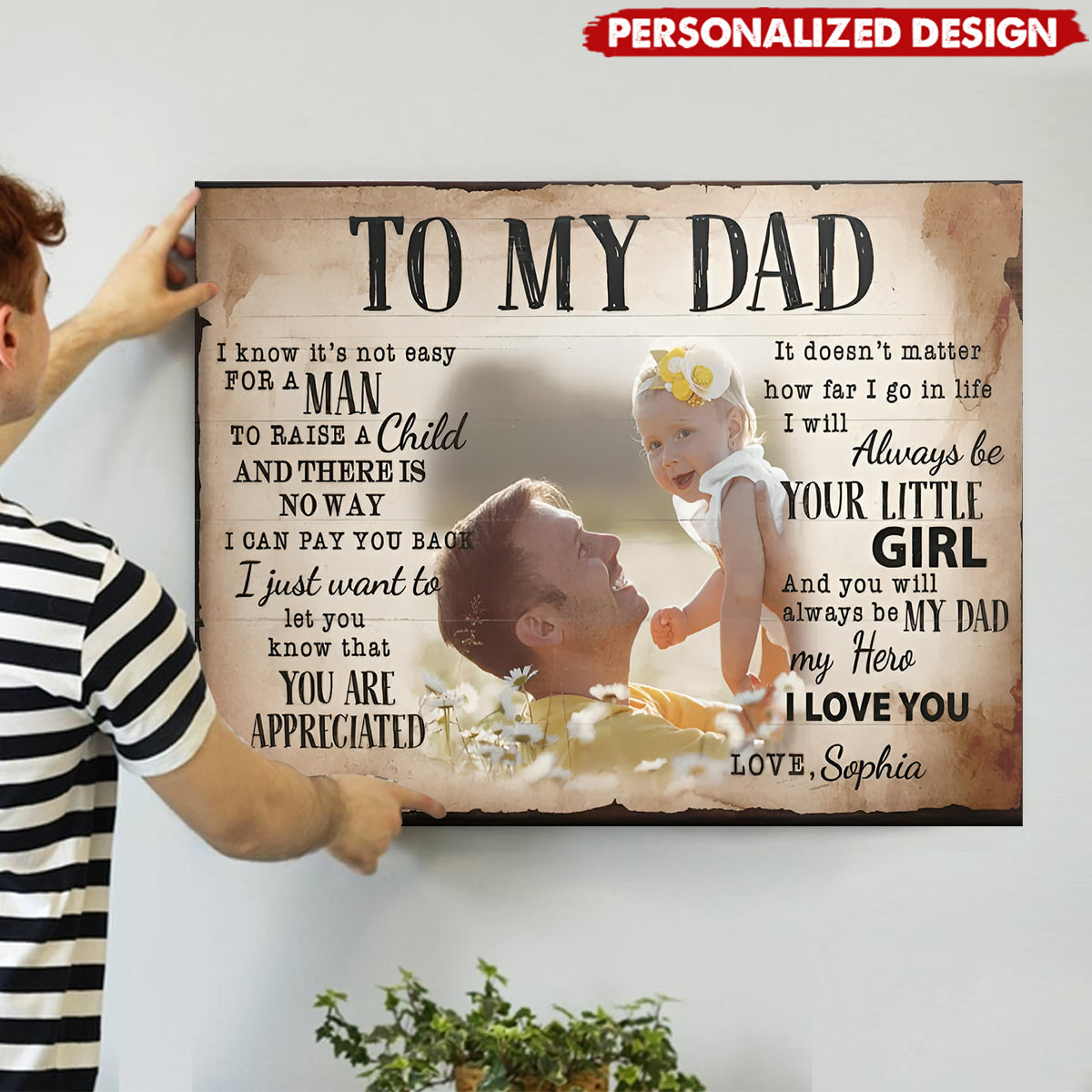 Personalized "To My Dad" Photo Canvas - Custom Father’s Day Gift