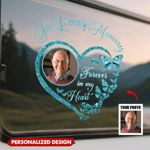 Personalized In Loving Memory Photo Heart Butterfly Decal Custom Memorial Sticker