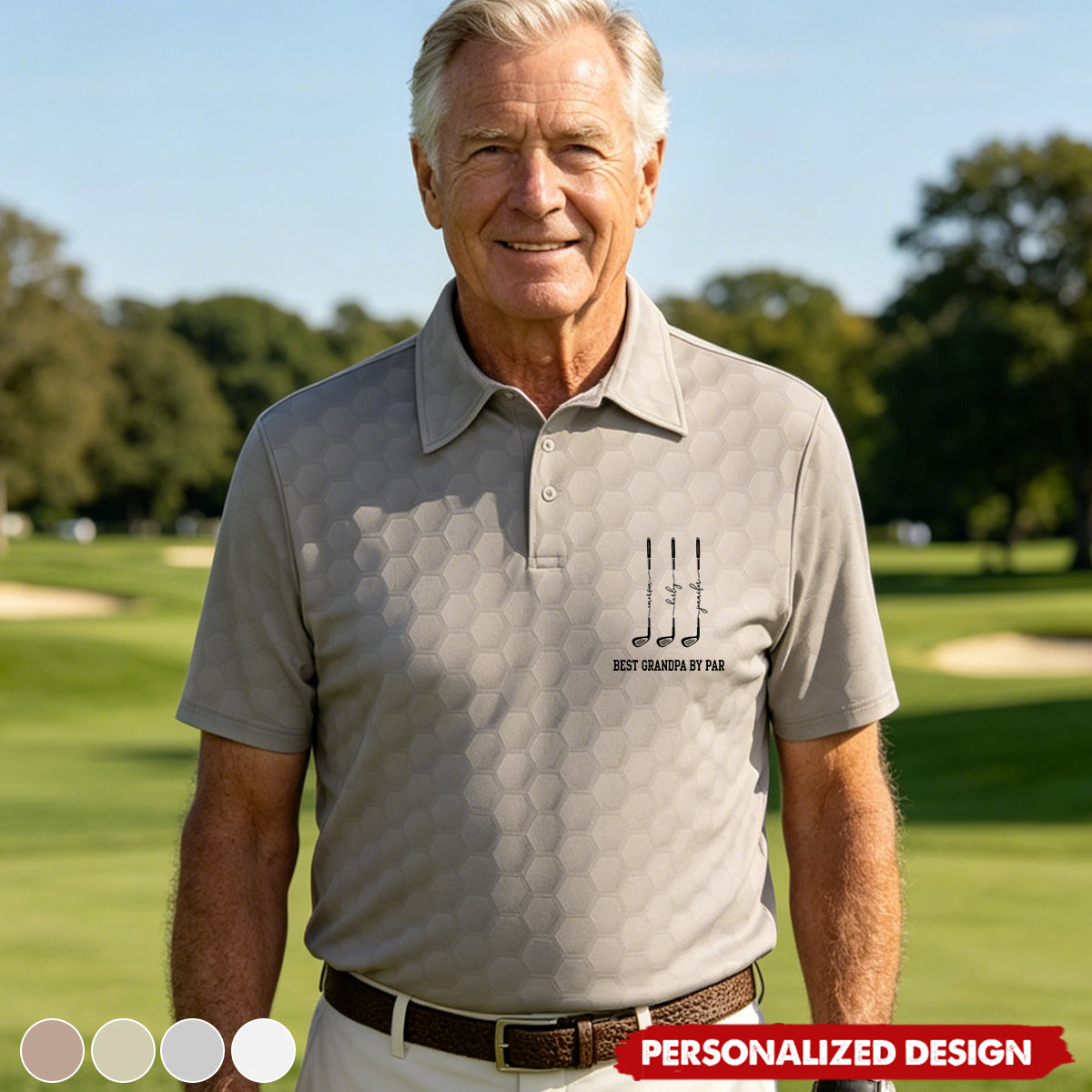 Personalized “Best Dad By Par” Golf Polo Shirt with Kids Names- Gift for father,grandpa