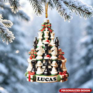 Personalized Chess Tree Christmas Acrylic Ornament - Gift For Chess Player