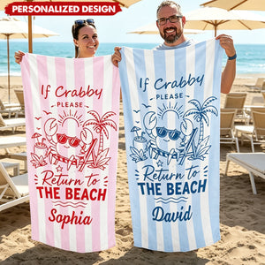 Personalized Sunglasses Crab Tropical Vacation Beach Towel - Custom Name