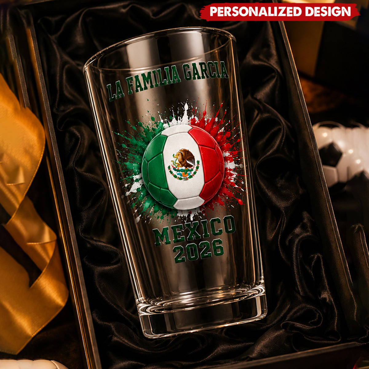 Personalized Fan Barware 2026 World Cup Soccer Beer Glass - Custom Name
