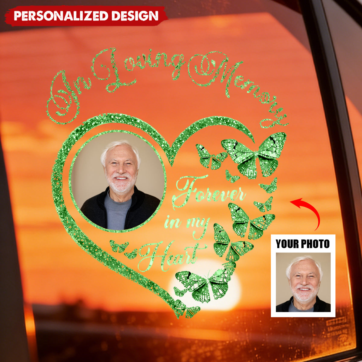 Personalized In Loving Memory Photo Heart Butterfly Decal Custom Memorial Sticker