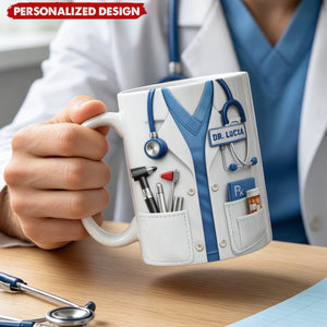 Personalized Healthcare Worker Coffee Mug - Custom Name Tag