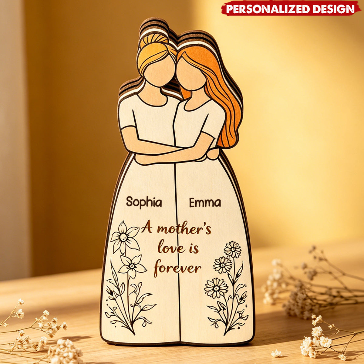 Personalized Mother Daughter Names Wooden plaque -  “A Mother’s Love Is Forever”