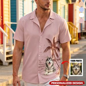 Personalized Pet Photo Tropical Palm Tree Hawaiian Shirt