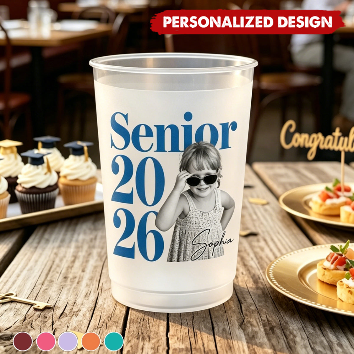 Personalized  Graduation Party Cups- Custom Photo & Name Senior 2026 Party Favors