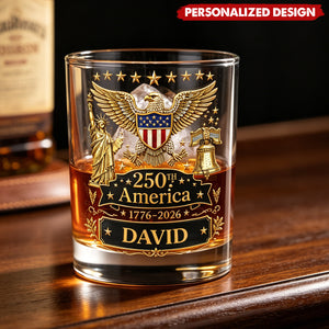 Personalized America 250th Anniversary Whiskey Glass - Custom Name