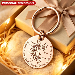 Personalized Multi-Child Fist Bump Keychain - Custom Names Gift