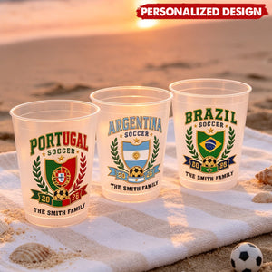Personalized World Cup Soccer National Team Frosted Cups - Custom Family Name