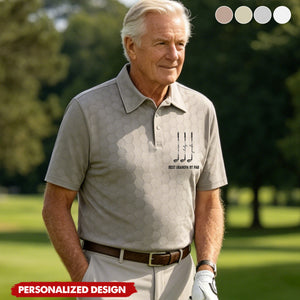 Personalized “Best Dad By Par” Golf Polo Shirt with Kids Names- Gift for father,grandpa