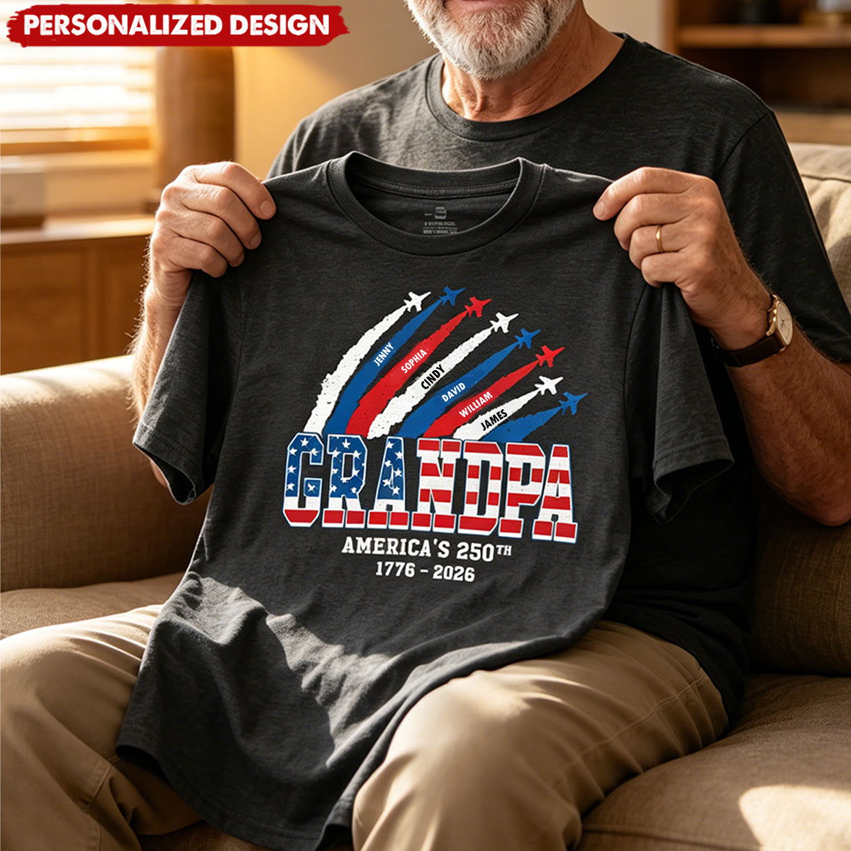 Personalized “Flyover Crew” T-Shirt - Custom Names Patriotic Tee