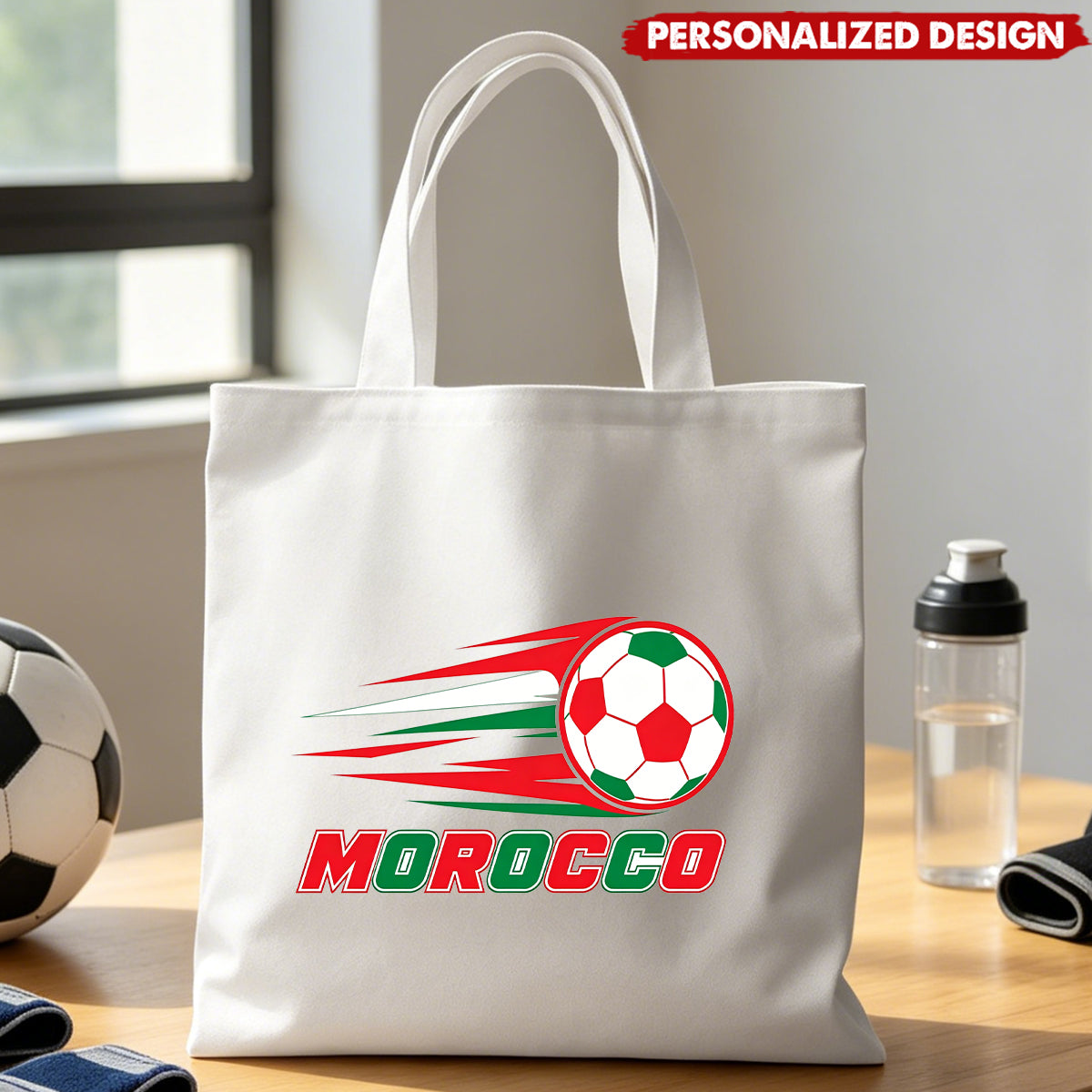 Personalized Soccer Fan Canvas Tote Bag - Custom Name