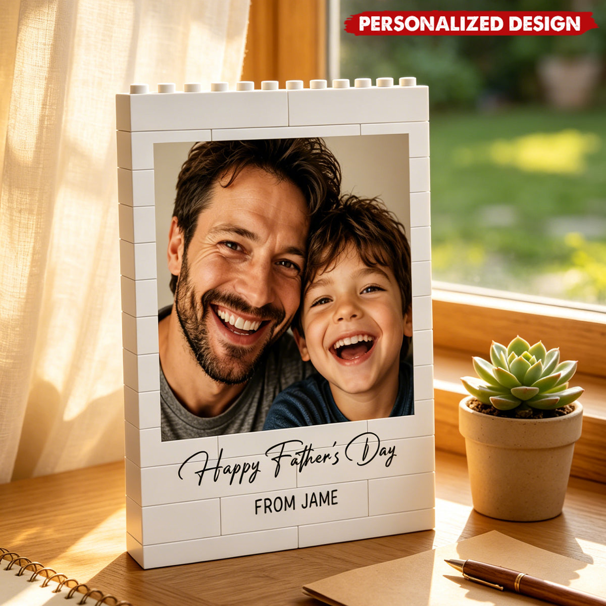 Personalized Brick Building Block Photo Frame - Father's Day Gifts