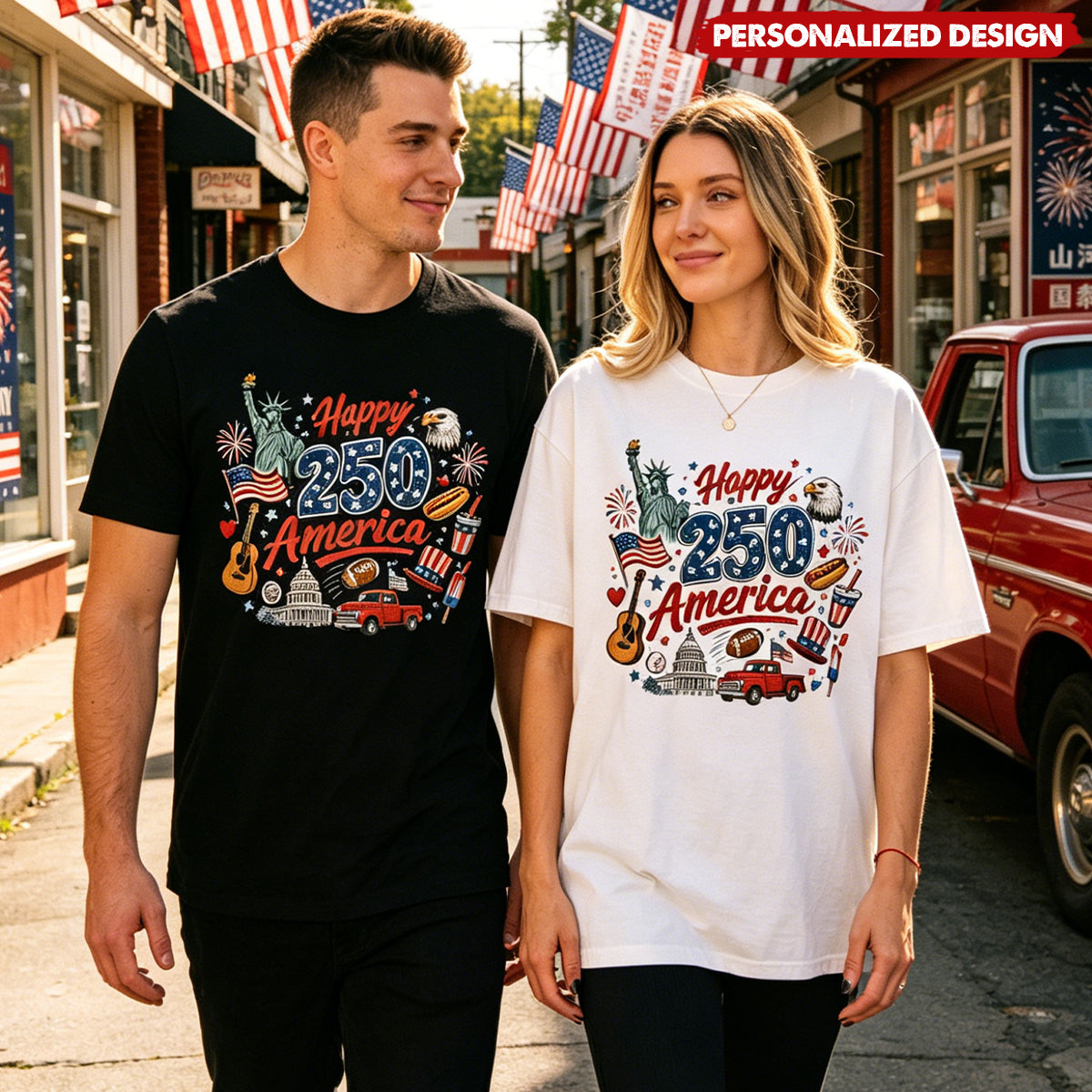 Vintage USA Symbol 250th Anniversary Unisex Tee - Custom Name