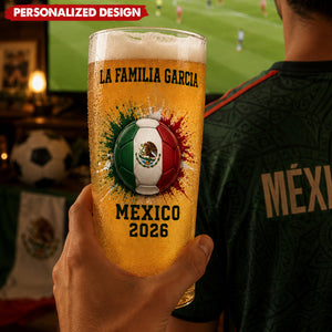 Personalized Fan Barware 2026 World Cup Soccer Beer Glass - Custom Name