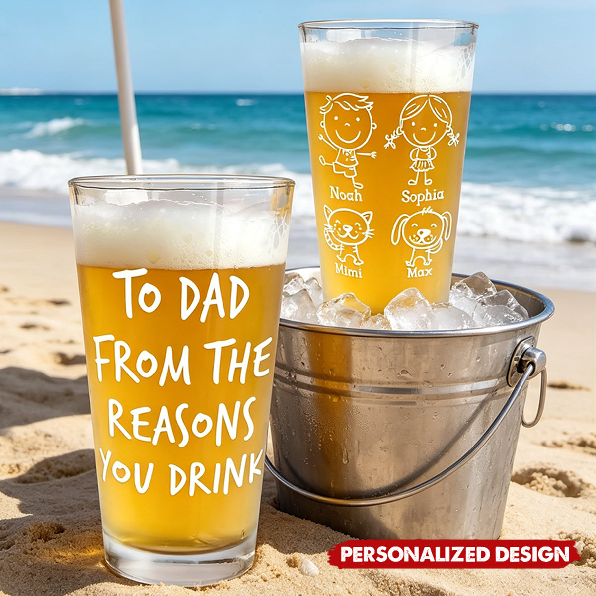 Personalized “To Dad From The Reasons You Drink” Beer Glass -Gift for father