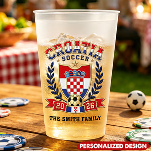 Personalized World Cup Soccer National Team Frosted Cups - Custom Family Name