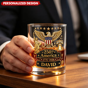 Personalized America 250th Anniversary Whiskey Glass - Custom Name