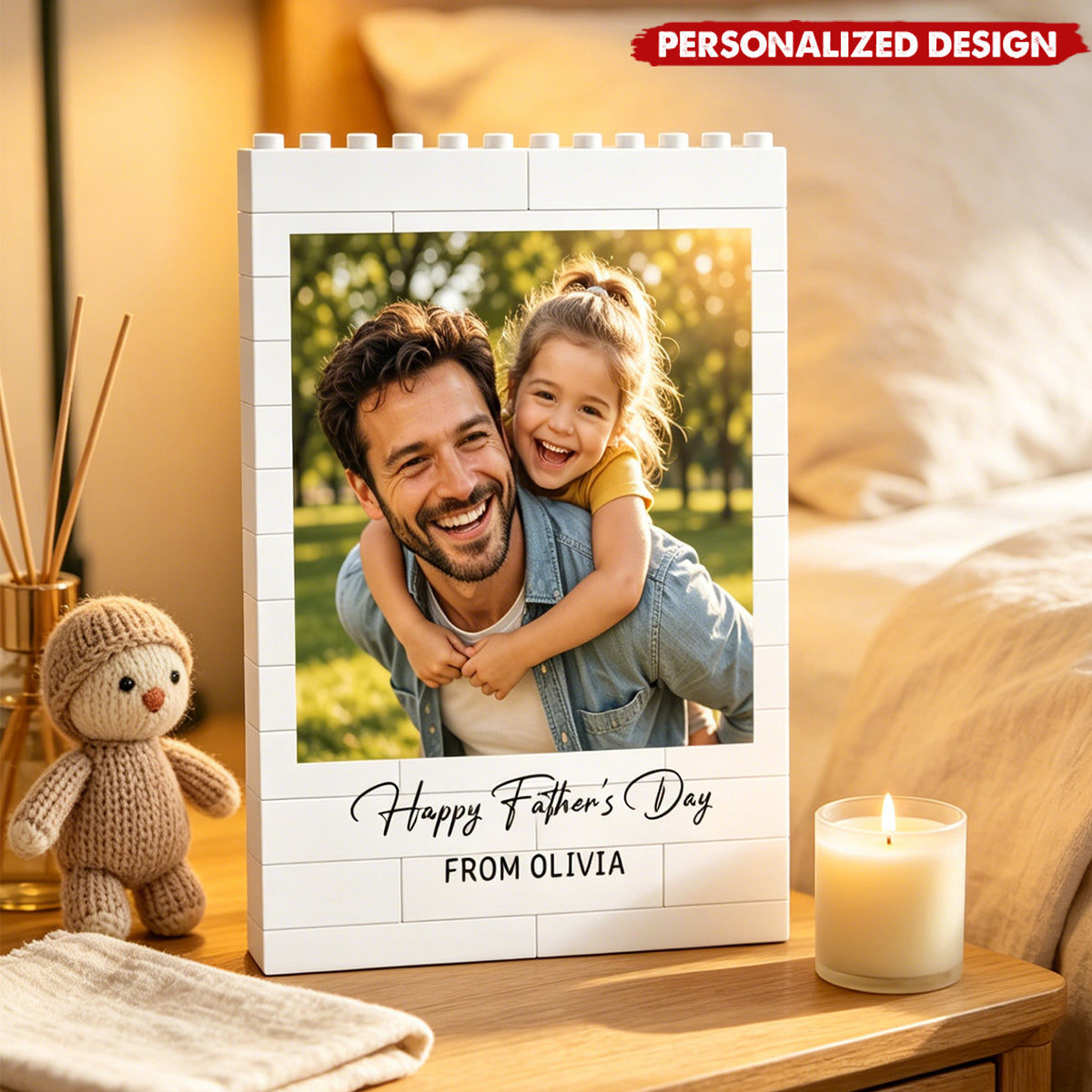 Personalized Brick Building Block Photo Frame - Father's Day Gifts