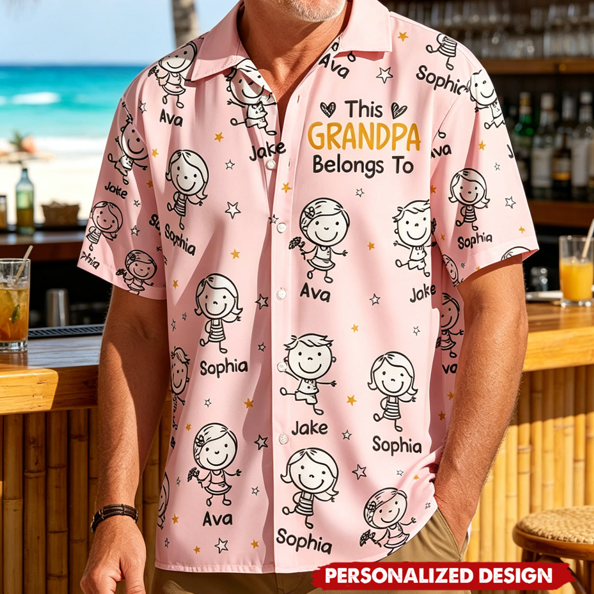 Personalized Papa Hawaiian Shirt, Grandchildren Names Custom - Gift for father,grandpa