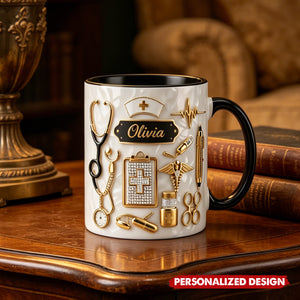 Personalized Custom Name Nurse 3D Effect Coffee Cup