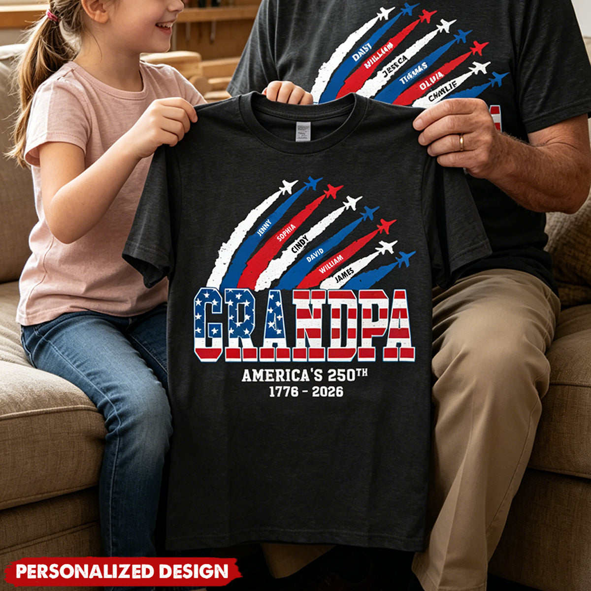 Personalized “Flyover Crew” T-Shirt - Custom Names Patriotic Tee