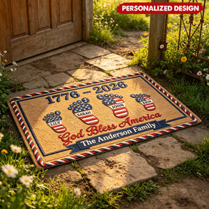 Personalized 1776-2026 Family Footprint Doormat - Gift for USA 250th Anniversary