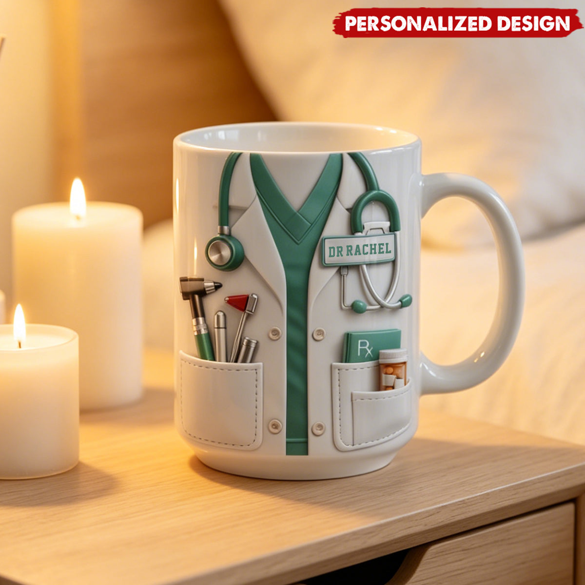 Personalized Healthcare Worker Coffee Mug - Custom Name Tag