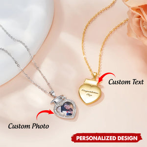 Personalized Photo Heart Necklace – Graduation Gift for Her