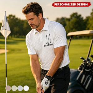 Personalized “Best Dad By Par” Golf Polo Shirt with Kids Names- Gift for father,grandpa