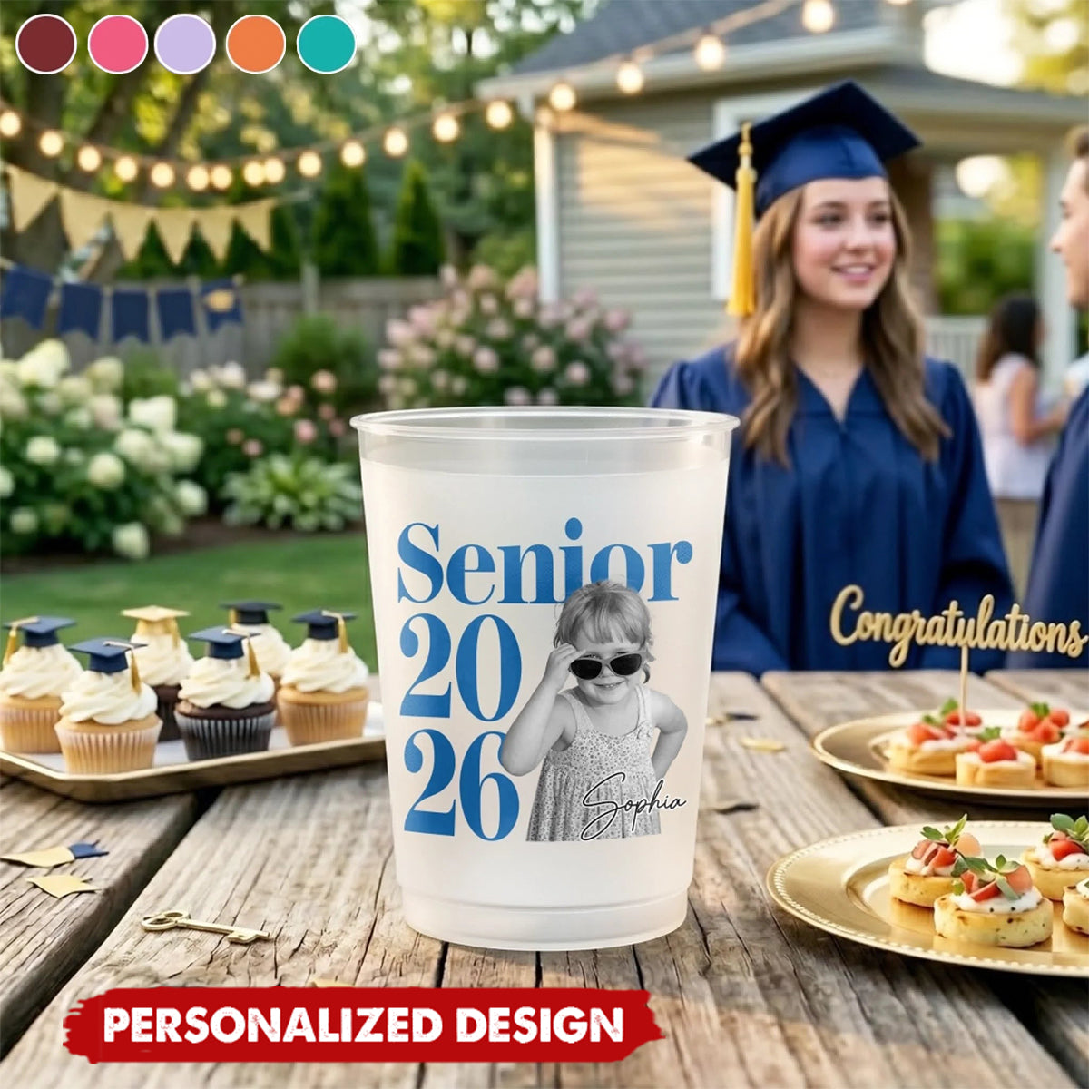Personalized  Graduation Party Cups- Custom Photo & Name Senior 2026 Party Favors