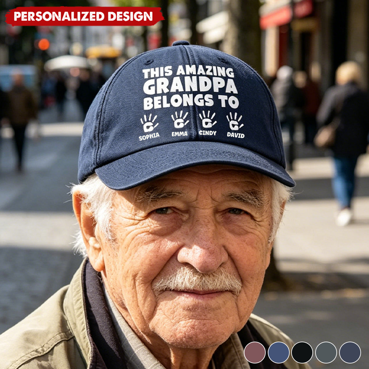 Personalized “This Amazing ... Belongs To” Kids Handprint Baseball Cap -Gift for Grandpa,Dad