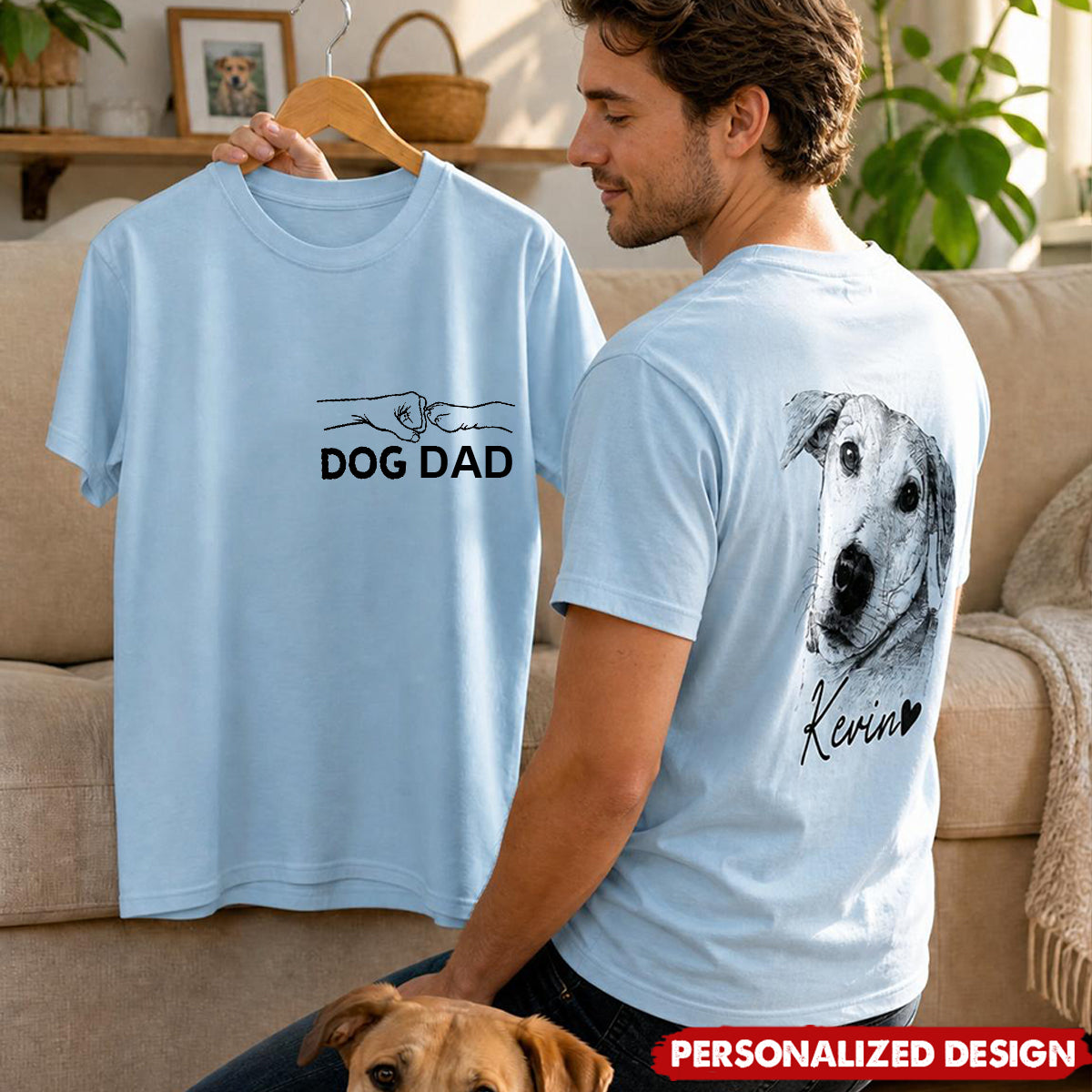 Personalized Two-Sided Pet T-Shirt -Custom Pet Name and Photo