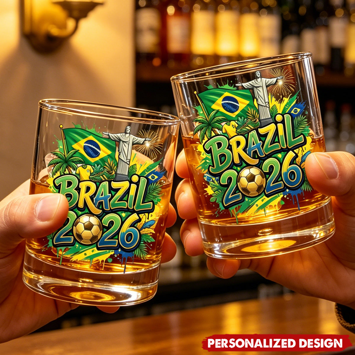 Personalized World Cup Country Whiskey Glass - Gift for Soccer Fans